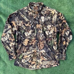 Duxbak Mossy Oak Forest Floor Camouflage Long Sleeve Chamois Shirt size L